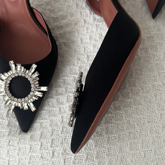 AMINA MUADDI begum satin crystal sling black pumps size 41 - Picture 8 of 15